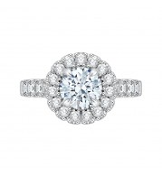 Shah Luxury 14K White Gold Round Halo Diamond Engagement Ring (Semi-Mount)