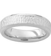 Serinium Beveled Edge Band with Hammered Hand Finish