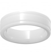 White Diamond CeramicFlat Ring with Rounded Edges
