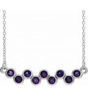 14K White Alexandrite Bezel-Set Bar 16-18 Necklace