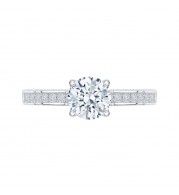 Shah Luxury 14K White Gold Cut Round Diamond Cathedral Style Engagement Ring (Semi-Mount)