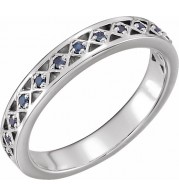 14K White Blue Sapphire Stackable Ring