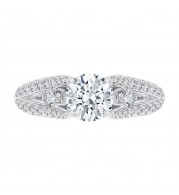 Shah Luxury 14K White Gold Round Cut Diamond Engagement Ring with Split Shank (Semi-Mount)