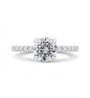 Shah Luxury Round Diamond Engagement Ring In 14K White Gold (Semi-Mount)