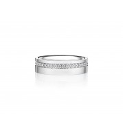 Henri Daussi 6mm Men's Wedding Band  Platinum White 0.60 Ctw.
