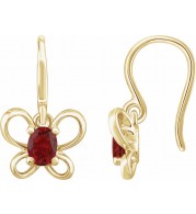 14K Yellow 4x3 mm Oval January Youth Butterfly Birthstone Earrings