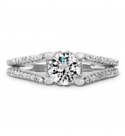 14k White Gold Raised Shank Diamond Engagement Semi Mount Ring