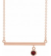 14K Rose Mozambique Garnet Bezel-Set 18 Bar Necklace