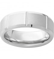 Serinium Beveled Edge Band with Milled Vertical Grooves and Satin Finish