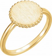 14K Yellow Engravable Beaded Ring