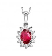 Gems One 14Kt White Gold Diamond (1/5Ctw) & Ruby (3/8 Ctw) Pendant