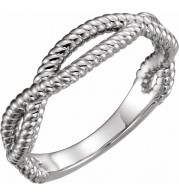 14K White Rope Ring