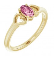 14K Yellow 5x3 mm Oval Tourmaline Youth Heart Ring
