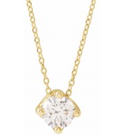 14K Yellow 1/2 CT Diamond Solitaire 16-18 Necklace