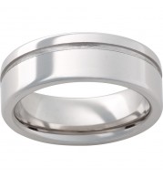 Serinium Pipe Cut Band with 1mm Groove Off Center and Polish Finish