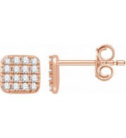 14K Rose 1/5 CTW Diamond Square Cluster Earrings
