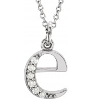 14K White .03 CTW Diamond Lowercase Initial e 16 Necklace
