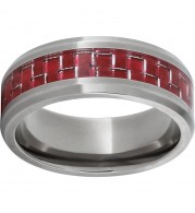 Titanium Beveled Edge Band with Red Carbon Fiber Inlay