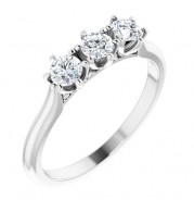 14K White 1/2 CTW Diamond Three-Stone Anniversary Band