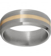 Titanium Beveled Edge Band with a 2mm 14K Yellow Gold Inlay and Satin Finish