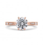 Shah Luxury Round Cut Diamond Engagement Ring In 14K Rose Gold (Semi-Mount)