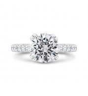 Shah Luxury Round Cut Diamond Engagement Ring In 14K White Gold (With Center)