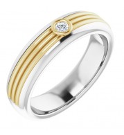 14K White & Yellow .06 CTW Diamond Men's Ring