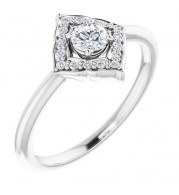 14K White 1/3 CTW Diamond Halo-Style Clover Ring