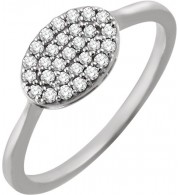 14K White 1/5 CTW Diamond Oval Cluster Ring