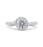 Shah Luxury Round Cut Diamond 1/2 Run Floral Engagement Ring In 14K White Gold (Semi-Mount)