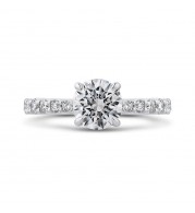 Shah Luxury 14K White Gold Round Diamond Engagement Ring (Semi-Mount)