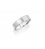 Henri Daussi 6mm Men's Wedding Band MB130 18k Gold White 0.08 Ctw.