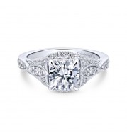 Gabriel & Co. 14k White Gold Victorian Halo Engagement Ring