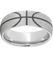 Serinium Domed Band with Basketball Laser Engraving