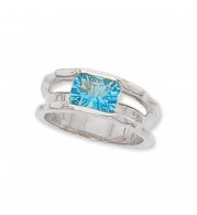 Carla 14k White Gold 8x6 Concave Rectangle - BT Ring