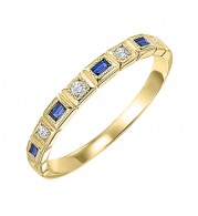 Gems One 14Kt Yellow Gold Diamond (1/12Ctw) & Sapphire (1/8 Ctw) Ring