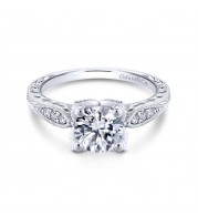 Gabriel & Co. 14k White Gold Victorian Straight Engagement Ring