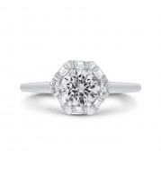 Shah Luxury 18K White Gold Round Diamond Halo Engagement Ring (Semi-Mount)