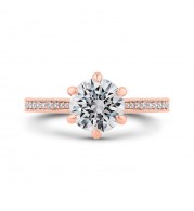 Shah Luxury 14K Rose Gold Round Diamond Engagement Ring (Semi-Mount)