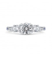 Shah Luxury 14K White Gold Round Cut Diamond Engagement Ring (Semi-Mount)