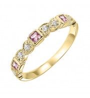 Gems One 14Kt Yellow Gold Diamond (1/12 Ctw) & Pink Tourmaline (1/6 Ctw) Ring