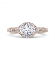 Shah Luxury 14K Rose Gold Oval Diamond Halo Engagement Ring with Euro Shank (Semi-Mount)