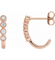 14K Rose 1/4 CTW Diamond J-Hoop Earrings