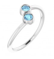 14K White Aquamarine Two-Stone Ring