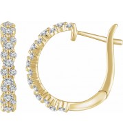14K Yellow 5/8 CTW Diamond Hoop Earrings