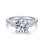 Gabriel & Co. 14k White Gold Contemporary 3 Stone Engagement Ring