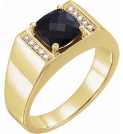 14K Yellow Onyx & 1/10 CTW Diamond Ring