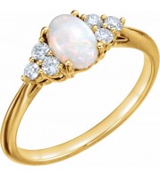 14K Yellow Opal & 1/5 CTW Diamond Ring