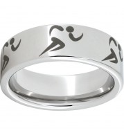 Serinium Pipe Cut Band with Laser-engraved Running Figures