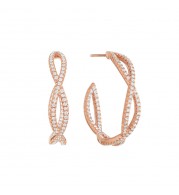Henri Daussi 14k Rose Gold Diamond Hoop Earrings